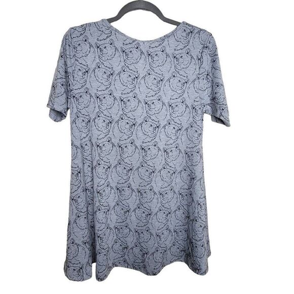 LulaRoe Bear Print T-Shirt Tunic Swing Top Gray Size XXS - Picture 2 of 10